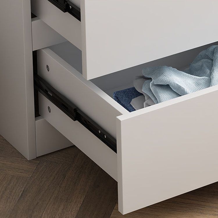 16" D White Wooden Dresser Modern Style Multi Drawers Storage Chest