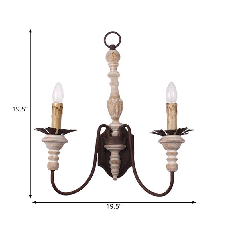 Rost gebogene Arm Wandleuchte Landstil Metall 2 Glühbirnen Innenkerzen Wandmontage Lampe