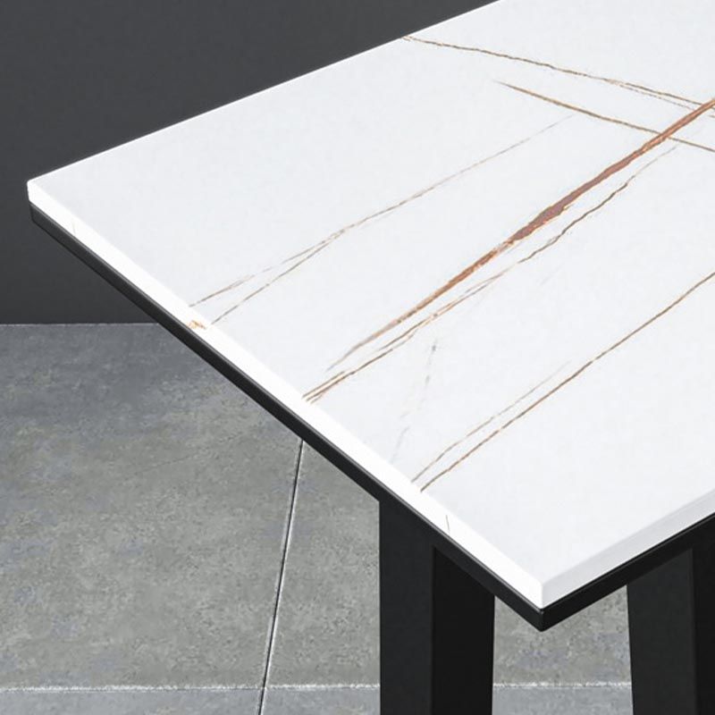 Black and Metal Base Table Rectangle Industrial Sintered Stone Bar Table