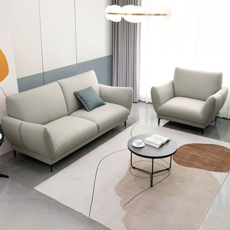 Light-grey and Blue-Gray Seating Cushions Standard Faux Leather Sofa