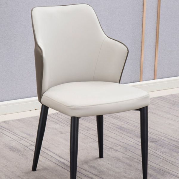 Faux Leather Dining Chairs Wingback Side Chair with Metal Legs