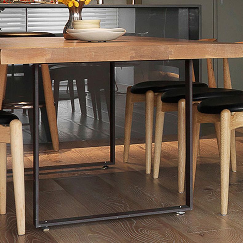 Modern Wood Top Dining Table Rectangle Solid Wood Table with Sled Base