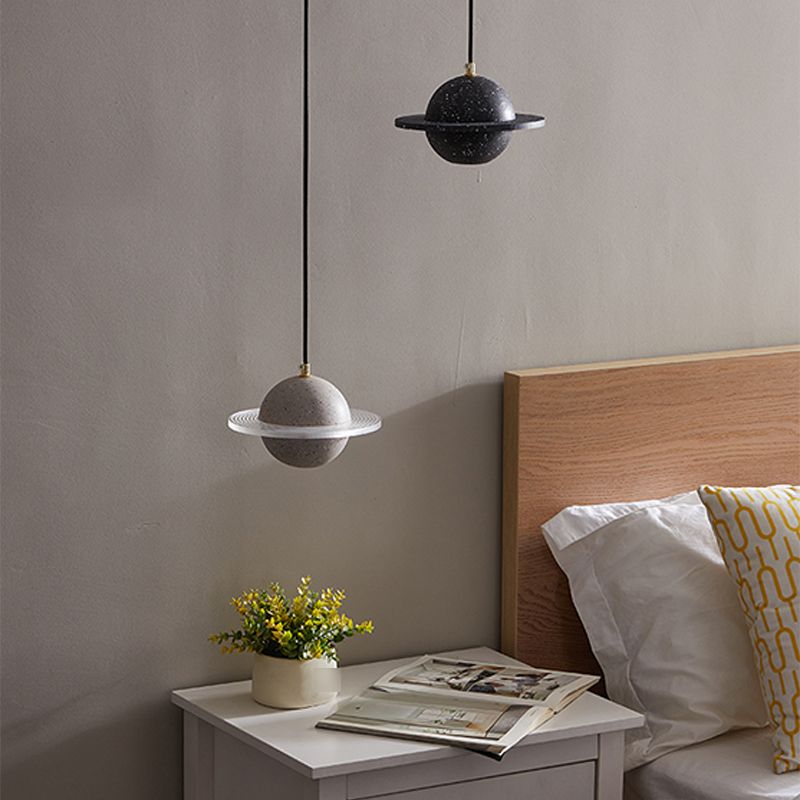 Stone Hanging Light Fixture Modern Style Pendant Lamp with Acrylic Shade for Bedroom