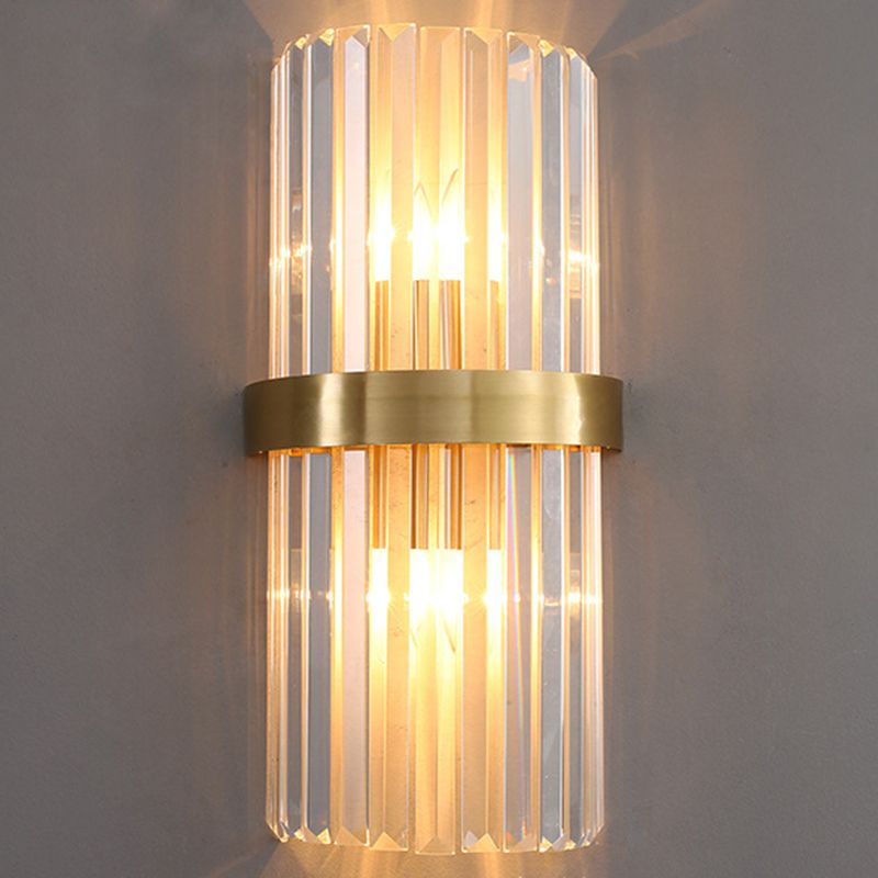 2-Light Geometric Wall Sconces Modern Crystal Wall Lamp for Bedroom