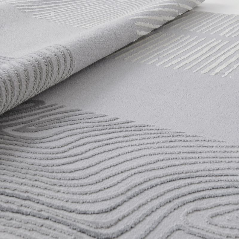 Grey Modern Area Carpet Polyester Stripe Pattern Rug Easy Care Area Rug for Home Decor