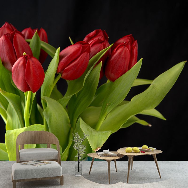 Tulip Mural Wallpaper Custom-Printed Flower Wall Covering for Sleeping Room