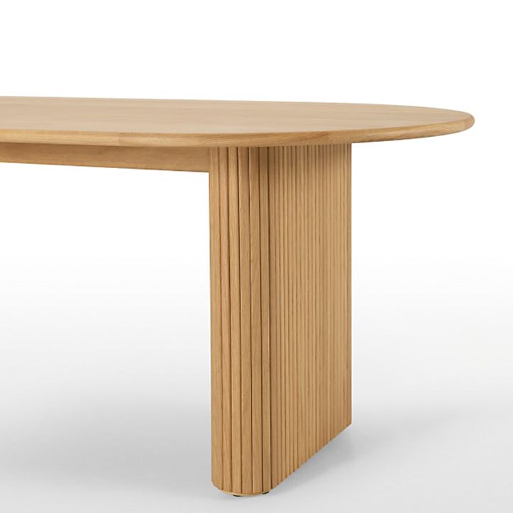 Ovaal vaste dennenhoutbruine toon eettafel eenvoud dubbele voetstuktafel voor eetkamer