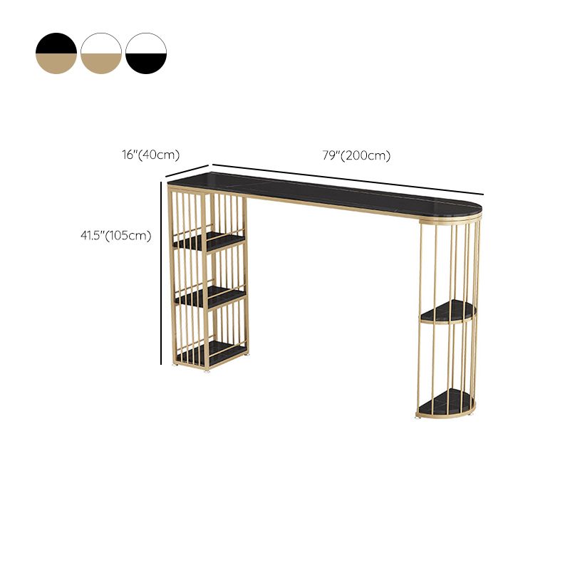 Stone Bar Table Set Glam 1/3 Pieces Fixed Counter Height Table Set for Indoor