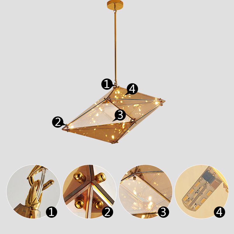 Geometria in stile post-moderno lampadario in vetro a 16 luci semplicità per illuminazione soggiorno con asta sospeso