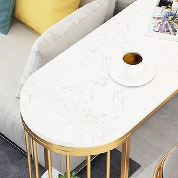 Stone Bar Dining Table Industrial Bar Dining Table with Sled Base in Gold