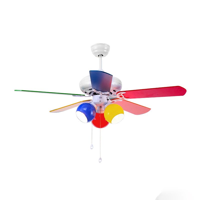 3 - Light Kids Fan Light Multi - Color Metal Ceiling Fan with 5 Blades