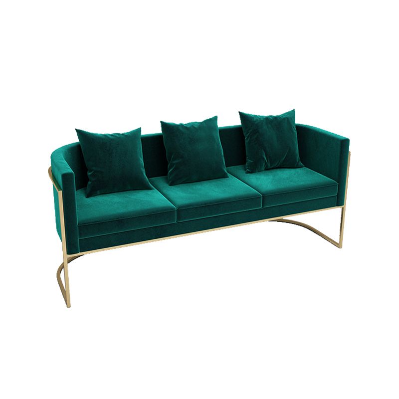 Contemporary 27.55" H Metal Frame Solid Color Velvet Tuxedo Arm Sofa