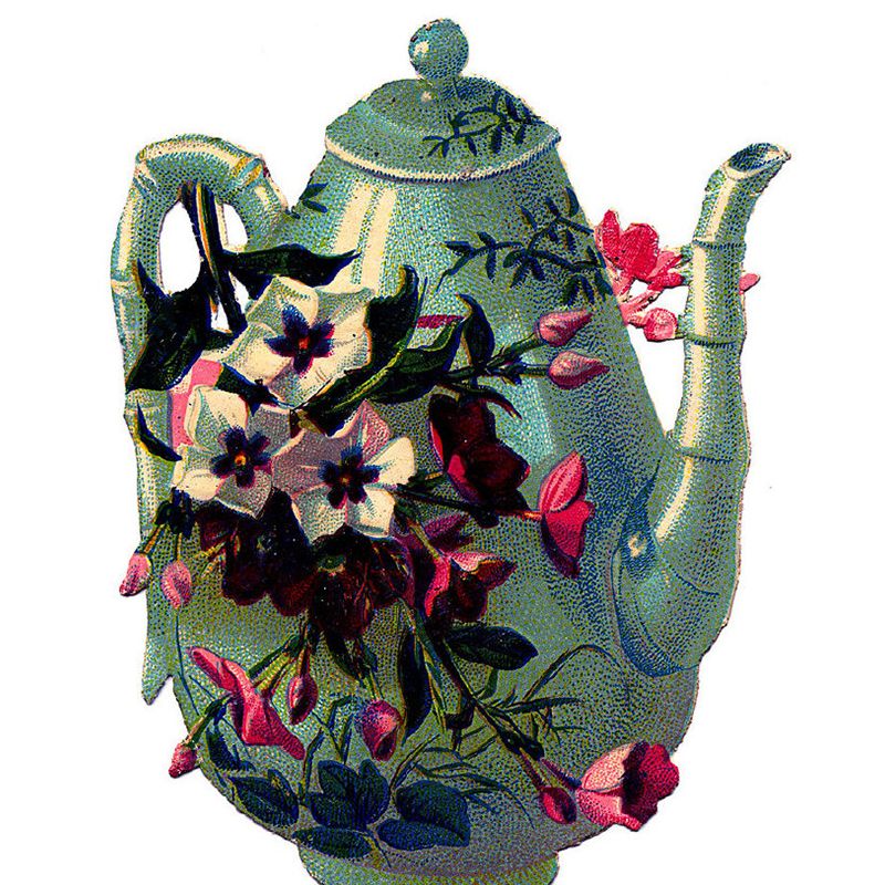 Flower Tea Kettle Mural Wallpaper Contemporary Non-Woven Materials Wall Covering