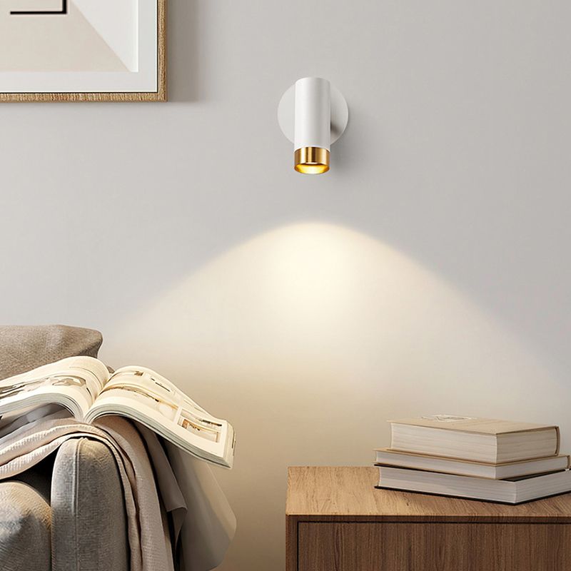 1-Light Modern Metal Wall Light Cylinder 5" High Reading Wall Sconce with Switch
