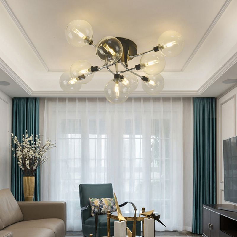 Ball Semi-flush Light Light Liping Glass Dining Room Filfone Foglione lampada