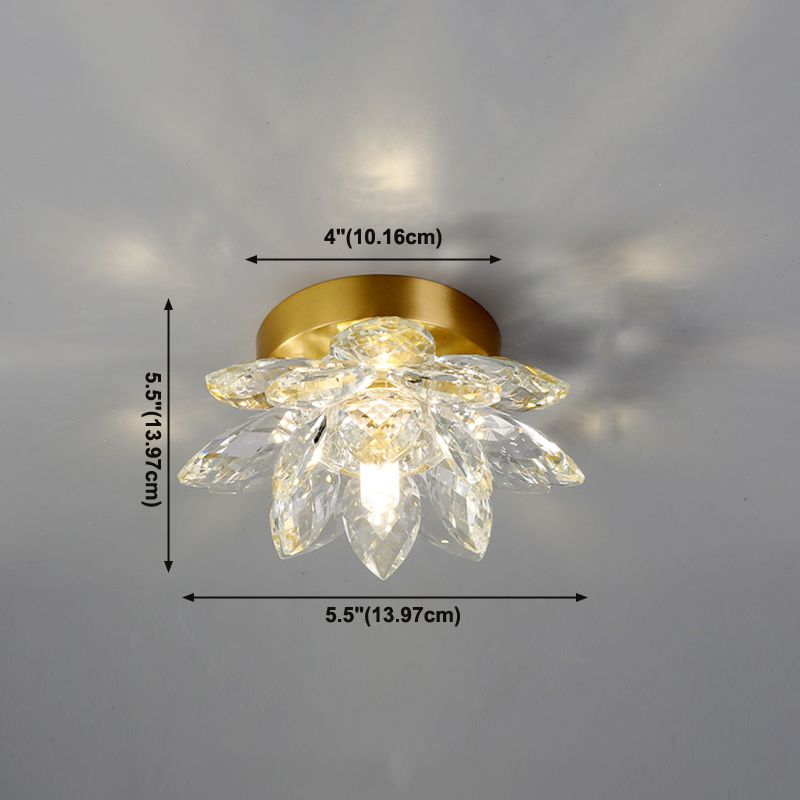 Geometry Shape Ceiling Lamp Modern Copper 1 Light Flush Mount with Hole 3" Dia for Balcony