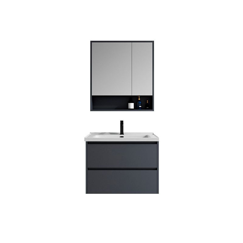 2 Drawers Vanity Mirror Single Sink Wall Mount Rectangle Bathroom Vanity with Door