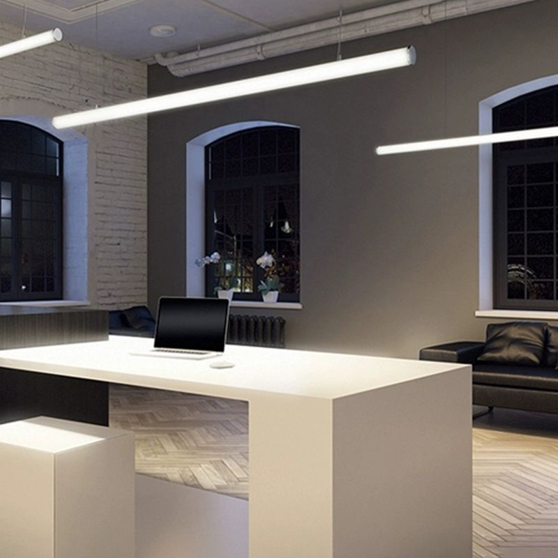 1 luminaire linéaire linéaire modernisme suspension à l'île métallique en blanc