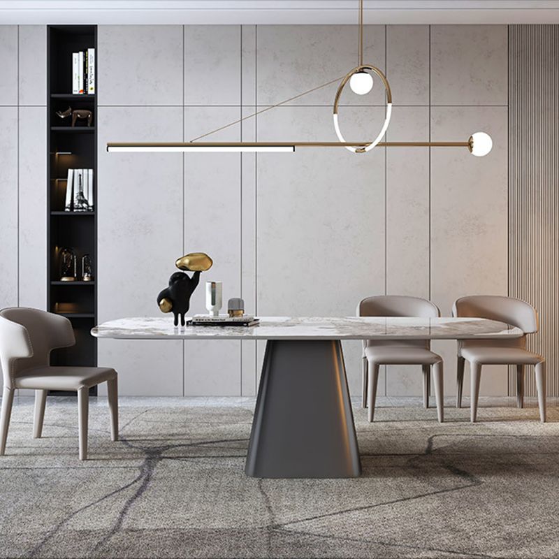 Rectangle Stone Dining Table Contemporary Dining Table with Pedestal Base