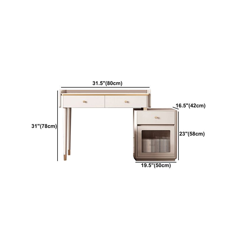 Glam Makeup Vanity Desk Slate Top Dressing Table With 3 Storage Drawers