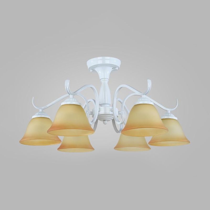 Tan Glass wijd uitlopen kroonluchter licht traditioneel 6/8 lichten woonkamer hanger verlichtingsarmatuur in het wit