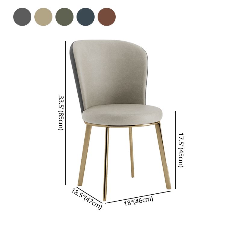 Scandinavian Style Leather Dining Chairs Solid Back Armless Dining Chairs for Home