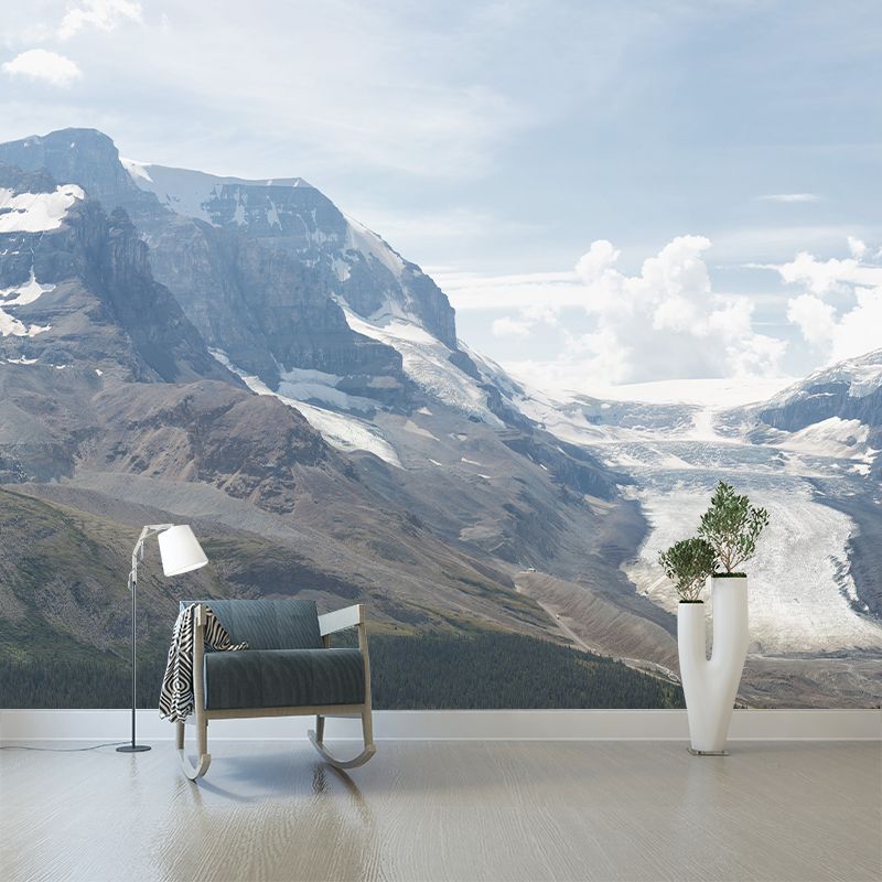 Spring Melting Mountain Murals Modern Stain Resistant Living Room Wall Covering, Size Optional