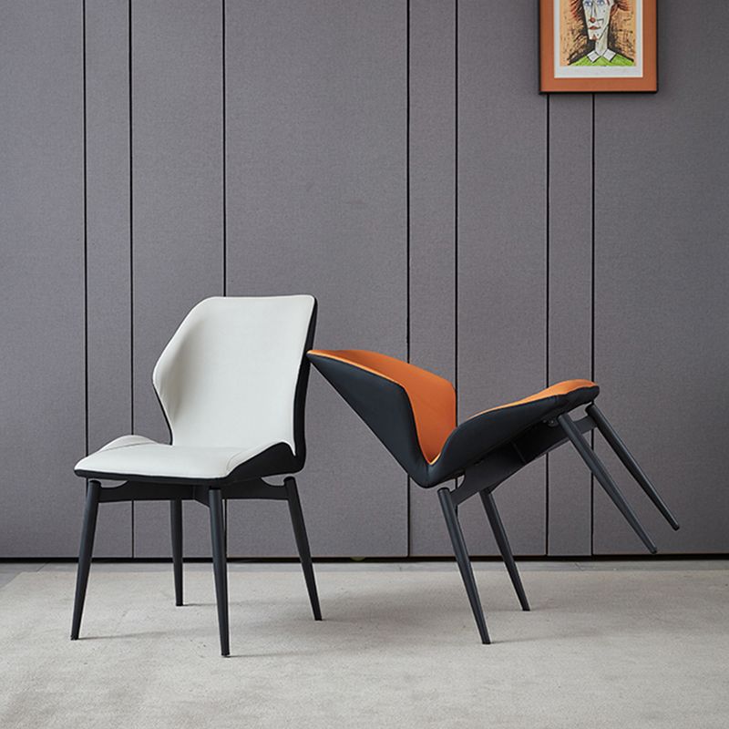 Contemporary Style Metal Dining Chairs Kitchen Dining Armless Side Chairs