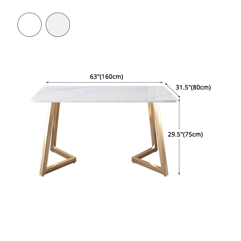 Glam Iron Dinette Set 1/2/5 Pieces Dining Table Set with Rectangle Sintered Stone Top