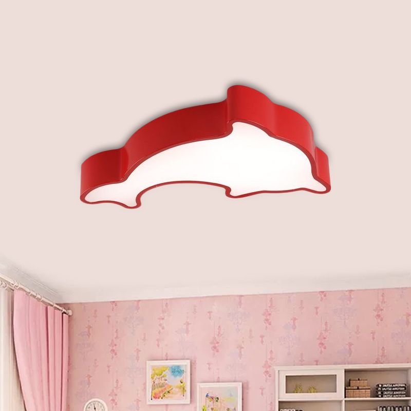 Weiß/Rot/Gelb Delphin Beleuchtung Kinder LED Acryl Flush Mount Deckenleuchte Licht für Schlafzimmer