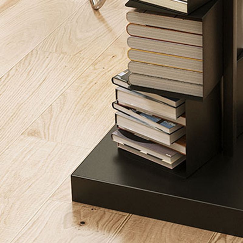 Black Contemporary Corner Bookshelf Closed Back Vertical Steel Shelf