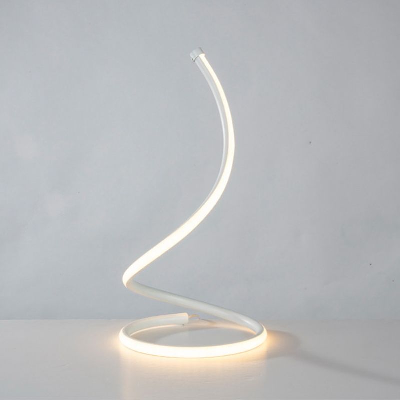 1-Light Curved Table Light Contemporary Metal Nightstand Lamps for Bedroom