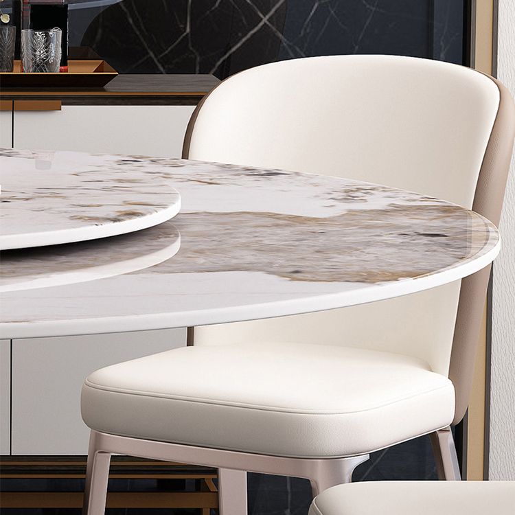 Contemporary Round Pedestal Dining Table Stone Matte Finish Table