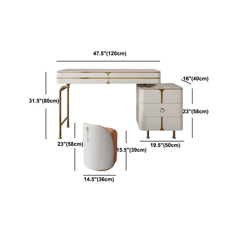 Wooden Vanity Dressing Table Set Glam Slate Top Makeup Vanity Set