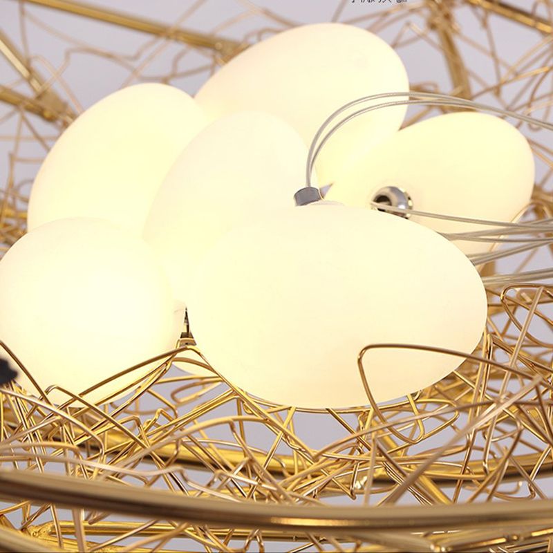 Nest Metal Art Deco Chandelier Lighting 19.5 "/21.5" de ancho 6/9 luces colgantes de techo en oro