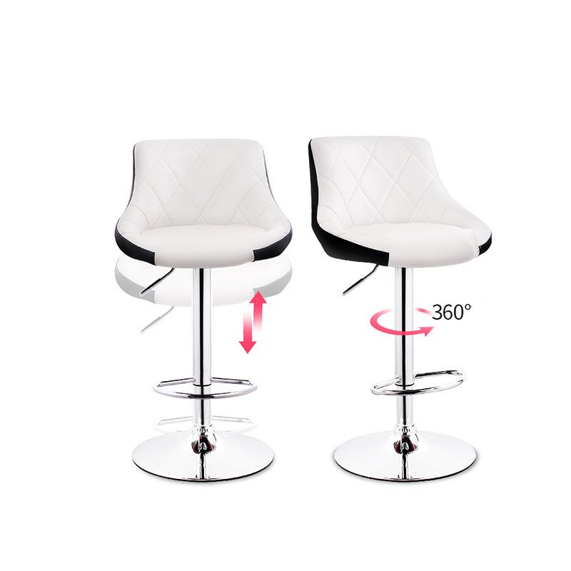 Scandinavian Metal Barstool Low Back Faux Leather Cushion Stool with Iron Base for Bar