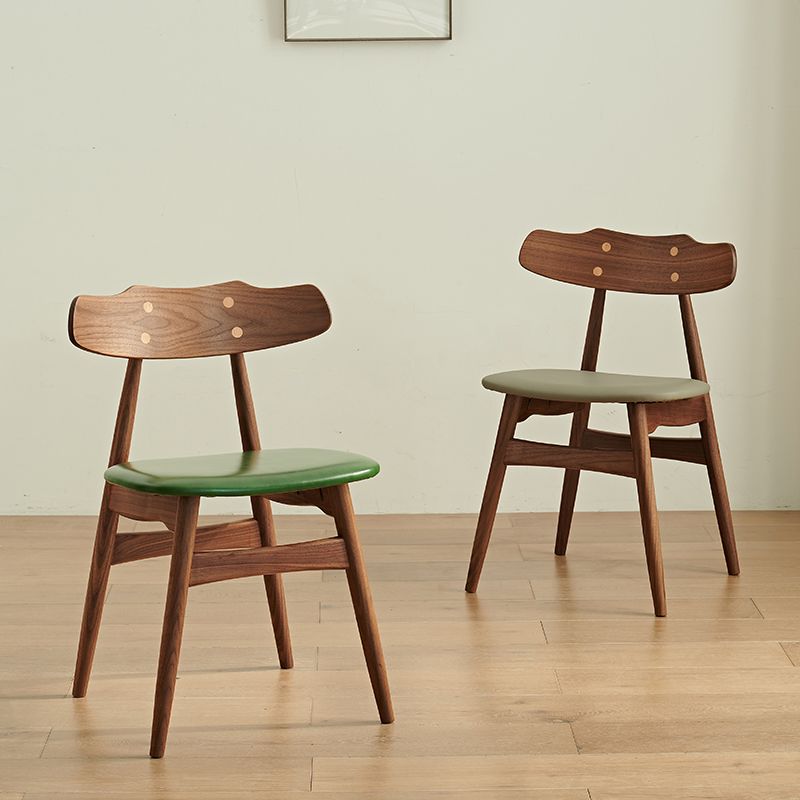 Contemporary Indoor Wood Open Back Upholstered Side Dining Chair