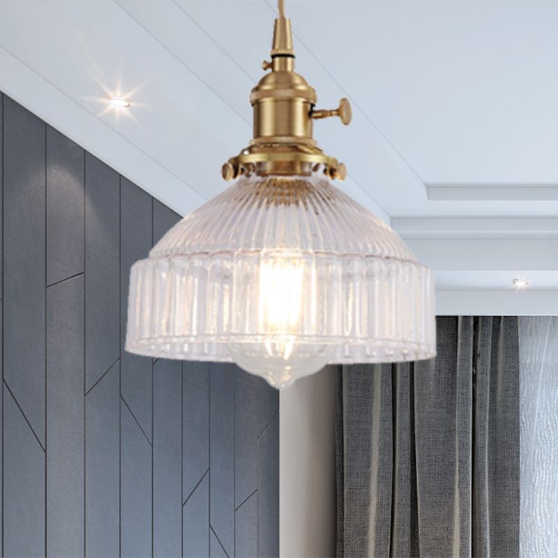 Schüssel Wohnzimmer Hängende Lichtkit Industrial Clear Rippas Glass 1 Light Messing Anhänger Beleuchtung