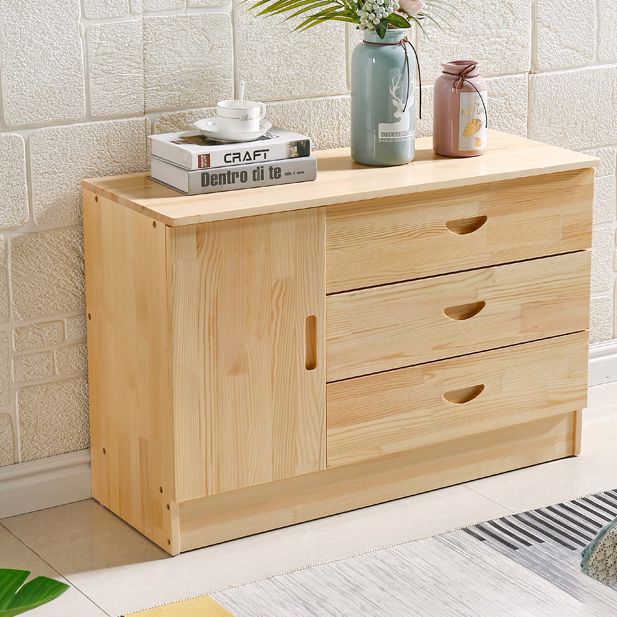 Scandinavian Style TV Stand Pine Wood Open Enclosed Storage TV Console