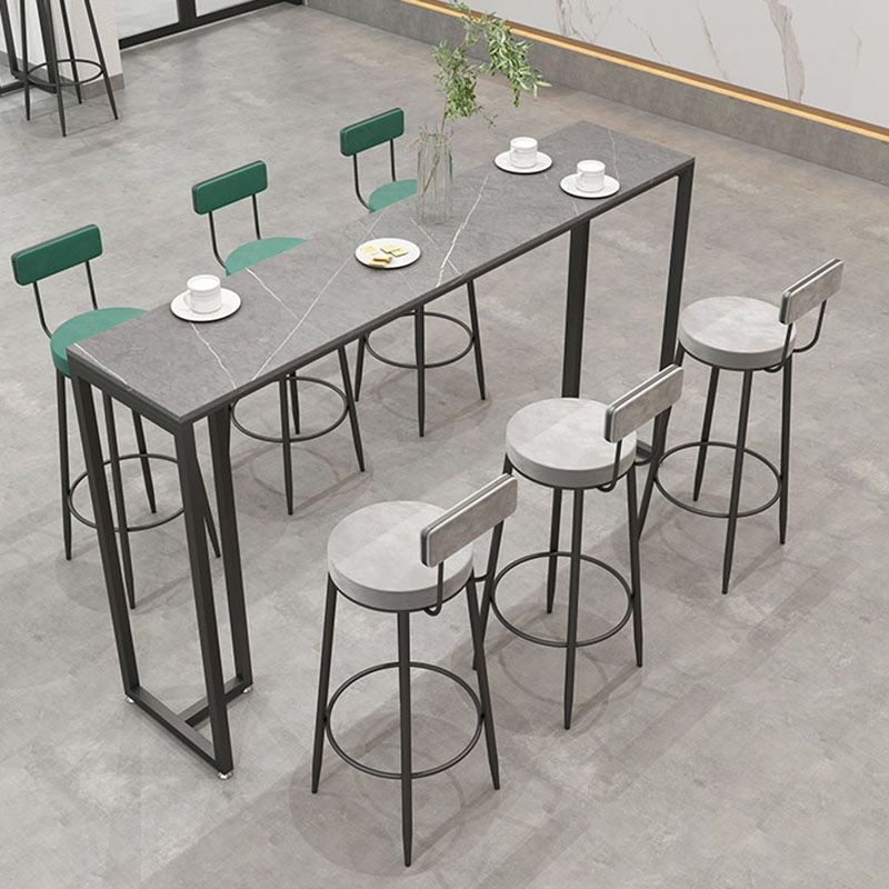 Industrial Rectangle Top Counter Table Marble Top 42-inch Height Bar Table