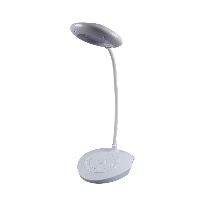 Plastic Circle Shade Standing Desk Lamp for Bedside Modern LED USB Charging Table Light in White