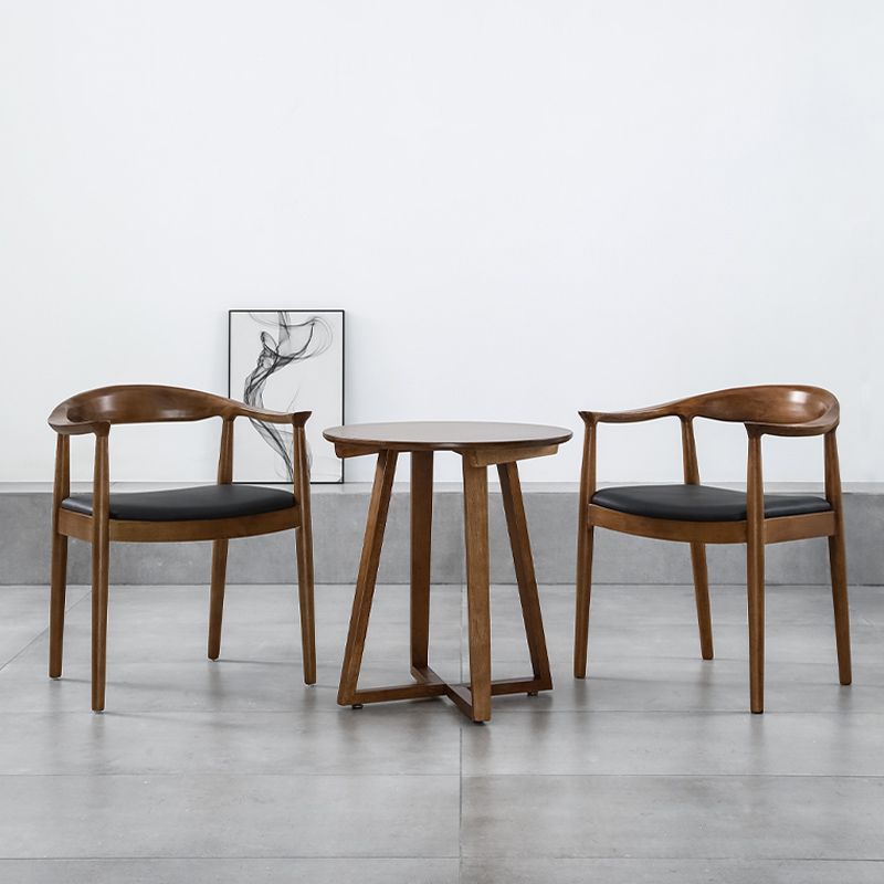 Single Round Sled Solid Wood Medium Wood Coffee Cocktail Table