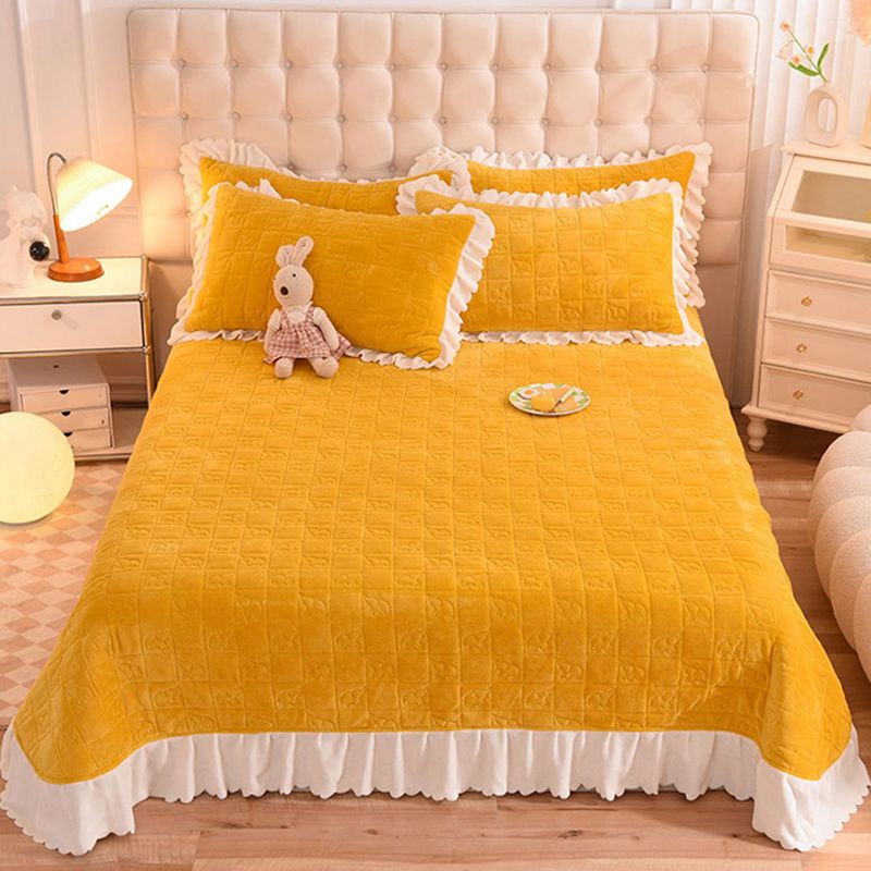 Flannel Bed Sheet Set Breathable Pure Color Fade Resistant Soft Bed Sheet