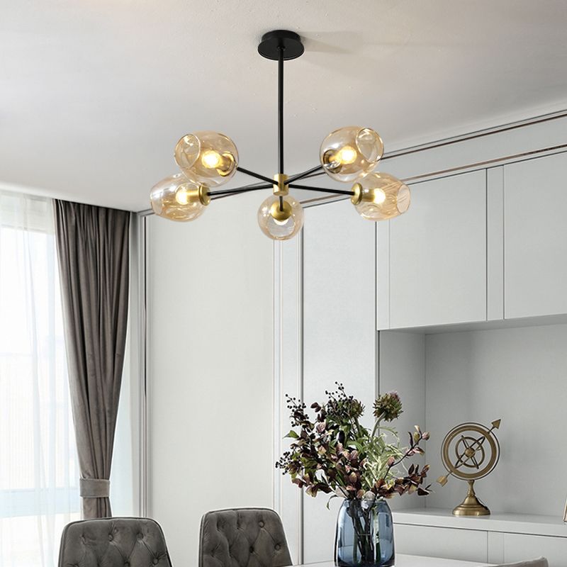 Modern Jar-Shaped Chandelier Lights Glass Chandelier Light Fixture for Living Room