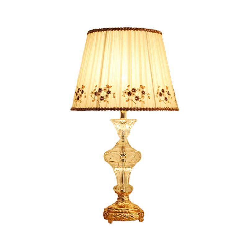 Vase Shape Study Lamp Modernism Hand-Cut Crystal 1 Head Reading Book Light in Beige