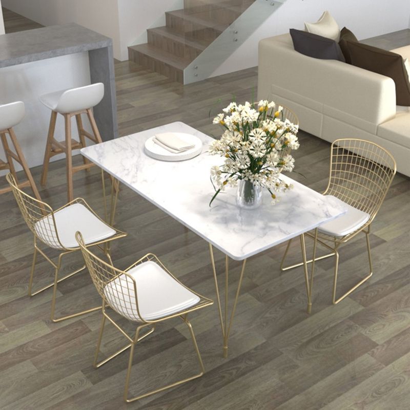 Modern 1/2/5/7 Pieces Dining Furniture Faux Marble Top Rectangle Dining Set for Home