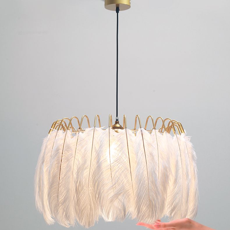 Éclairage pendentif à tambour blanc