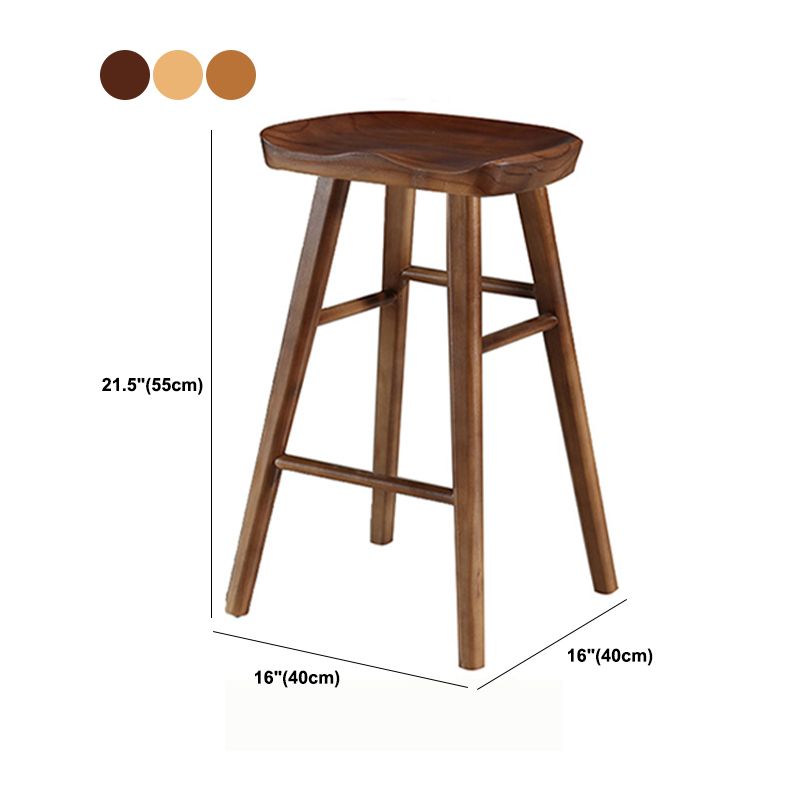 Contemporary Solid Wood Bar Stool Backless Footrest Counter Stool