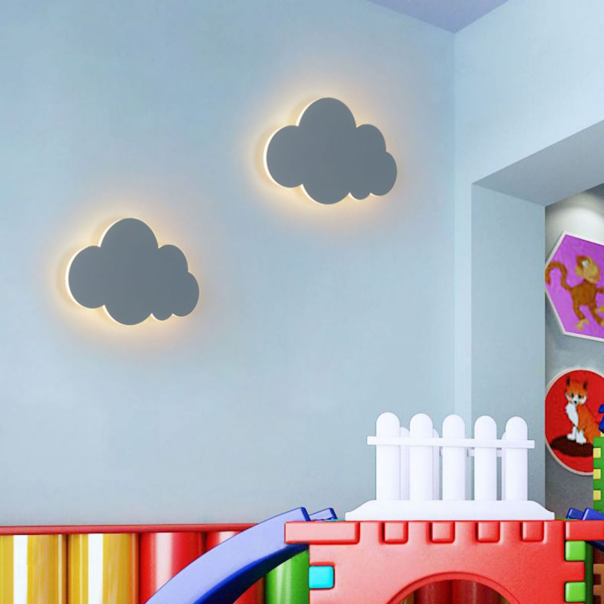 Bambini nuvol ombra a parete montata in ferro battuto con le luci delle pareti per la stanza dei bambini