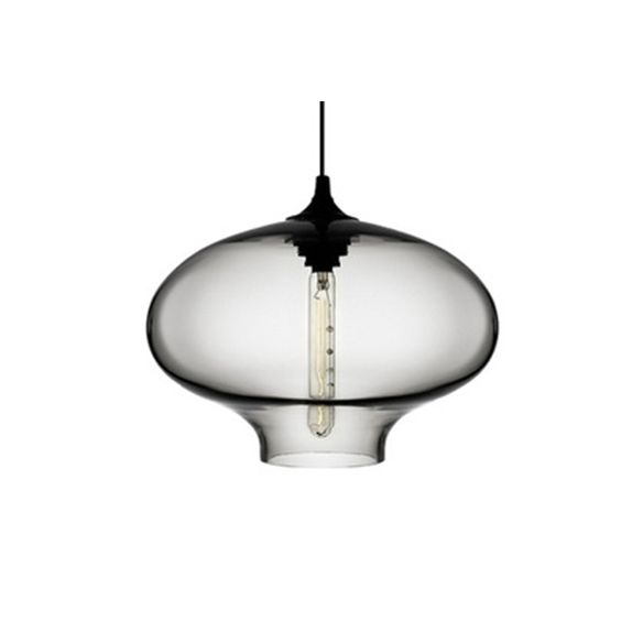 Glass Oval Hanging Lamp Simplicity 1 Light Red/Brown/Blue Hanging Ceiling Light